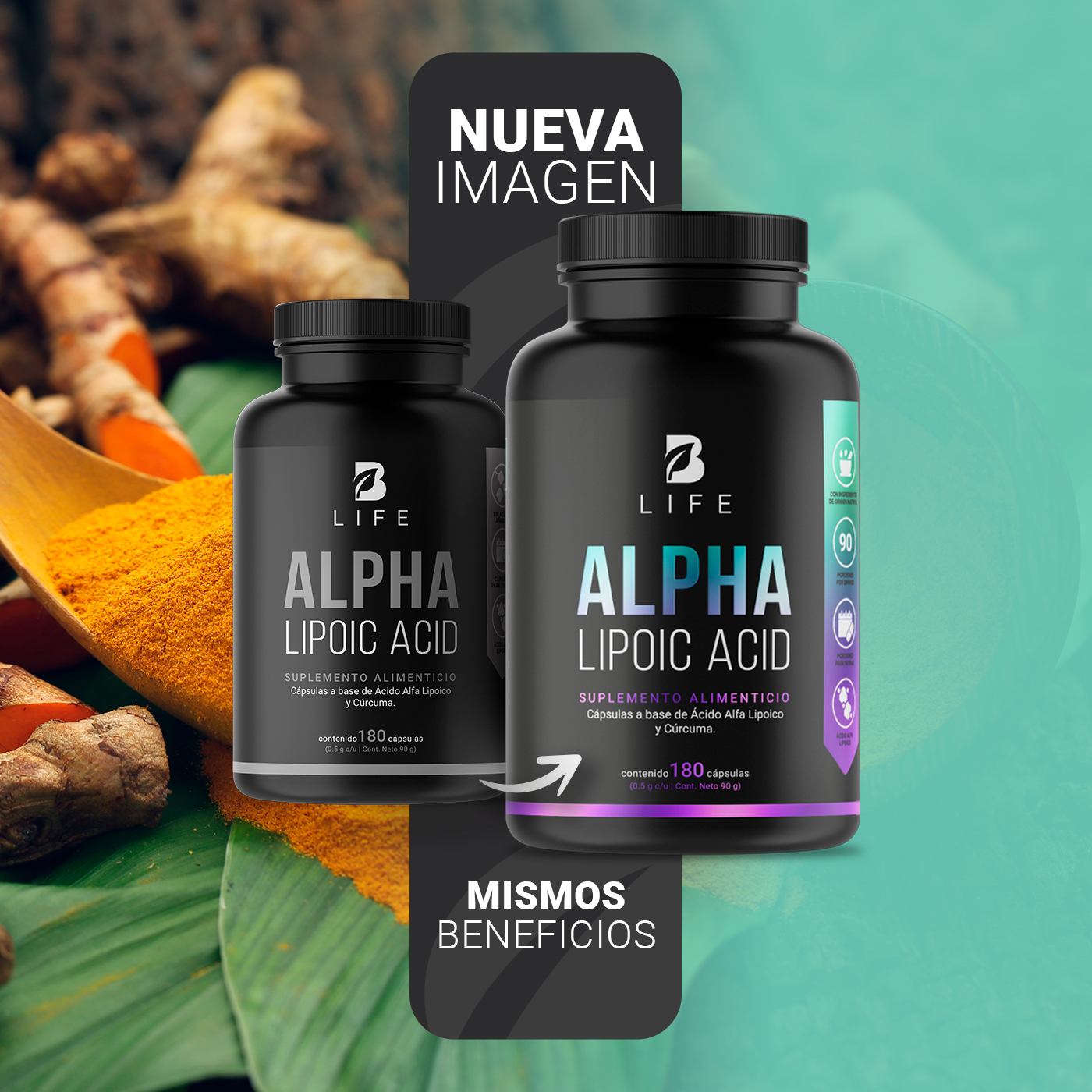 Ácido Alfa Lipoico De 180 Cápsulas. Alpha Lipoic Acid B Life.