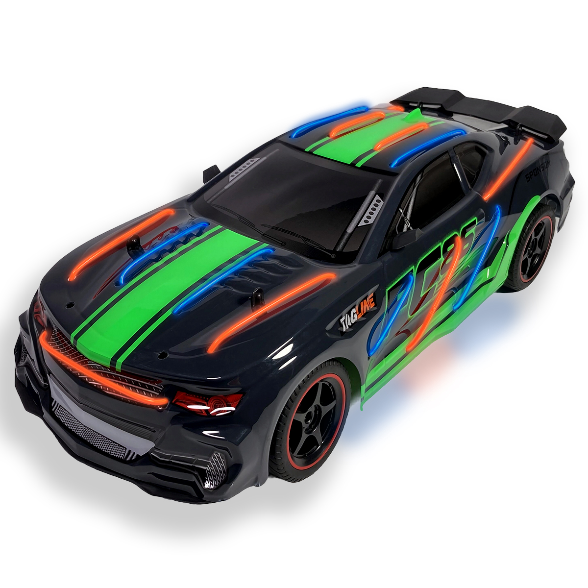 Carro a control remoto con luces de neon auto RC Racing car carreras RC 15 km h escala 1:12 con batería recargable