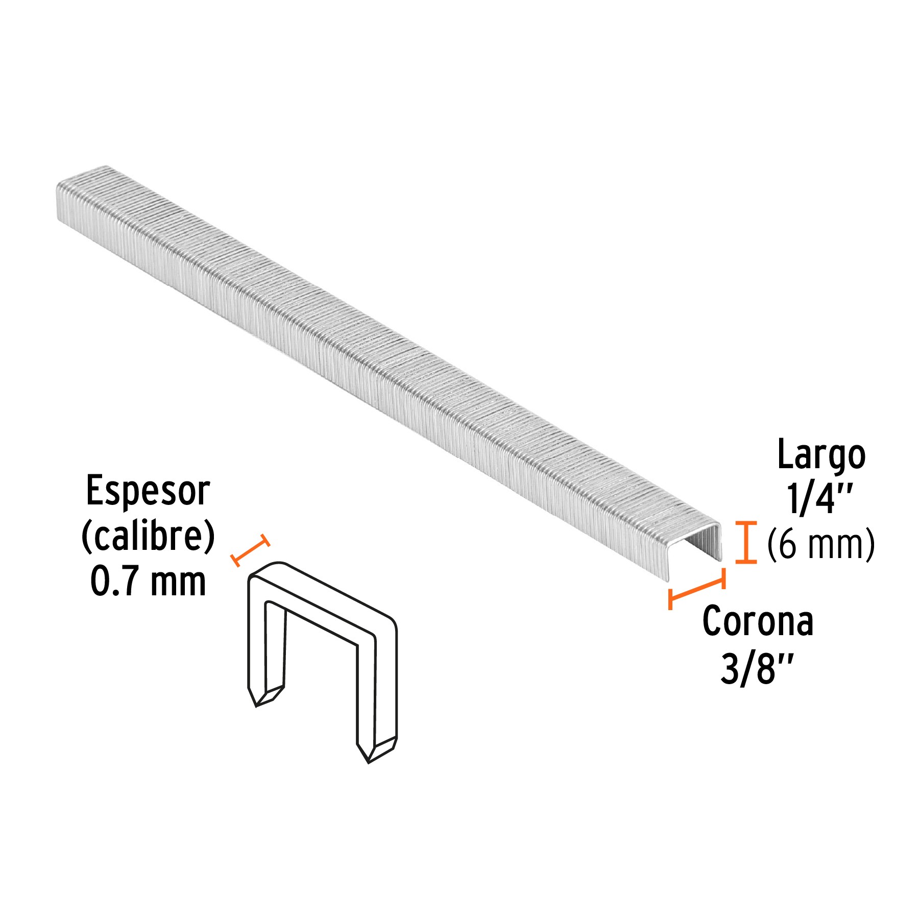 CAJA CON 5000 GRAPAS CORONA 3/8" CALIBRE 22, 6MM P/ENNE-70 TRUPER 18282