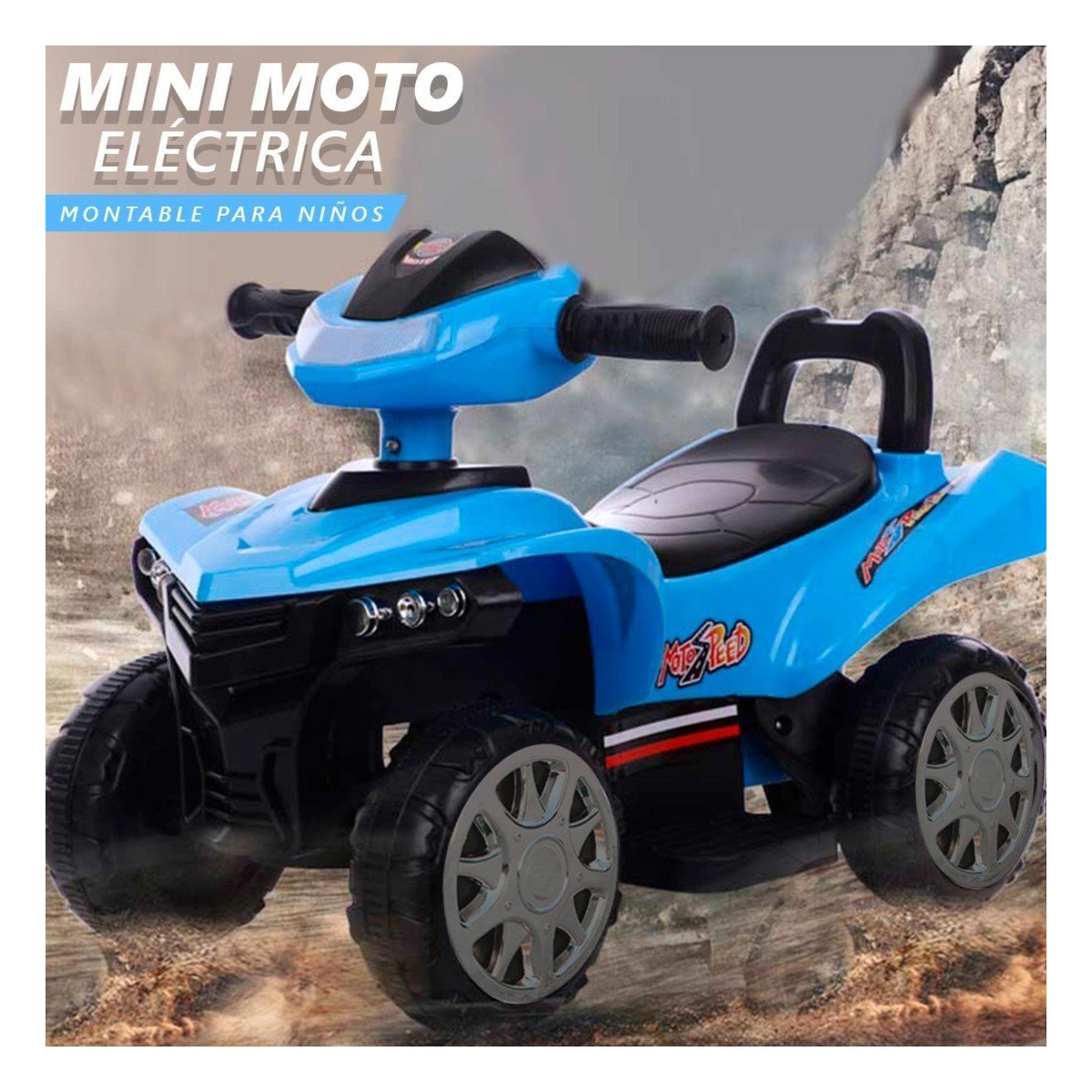 Montable 41398 Mini-Moto Azul Eléctrica de 4 ruedas para Niño
