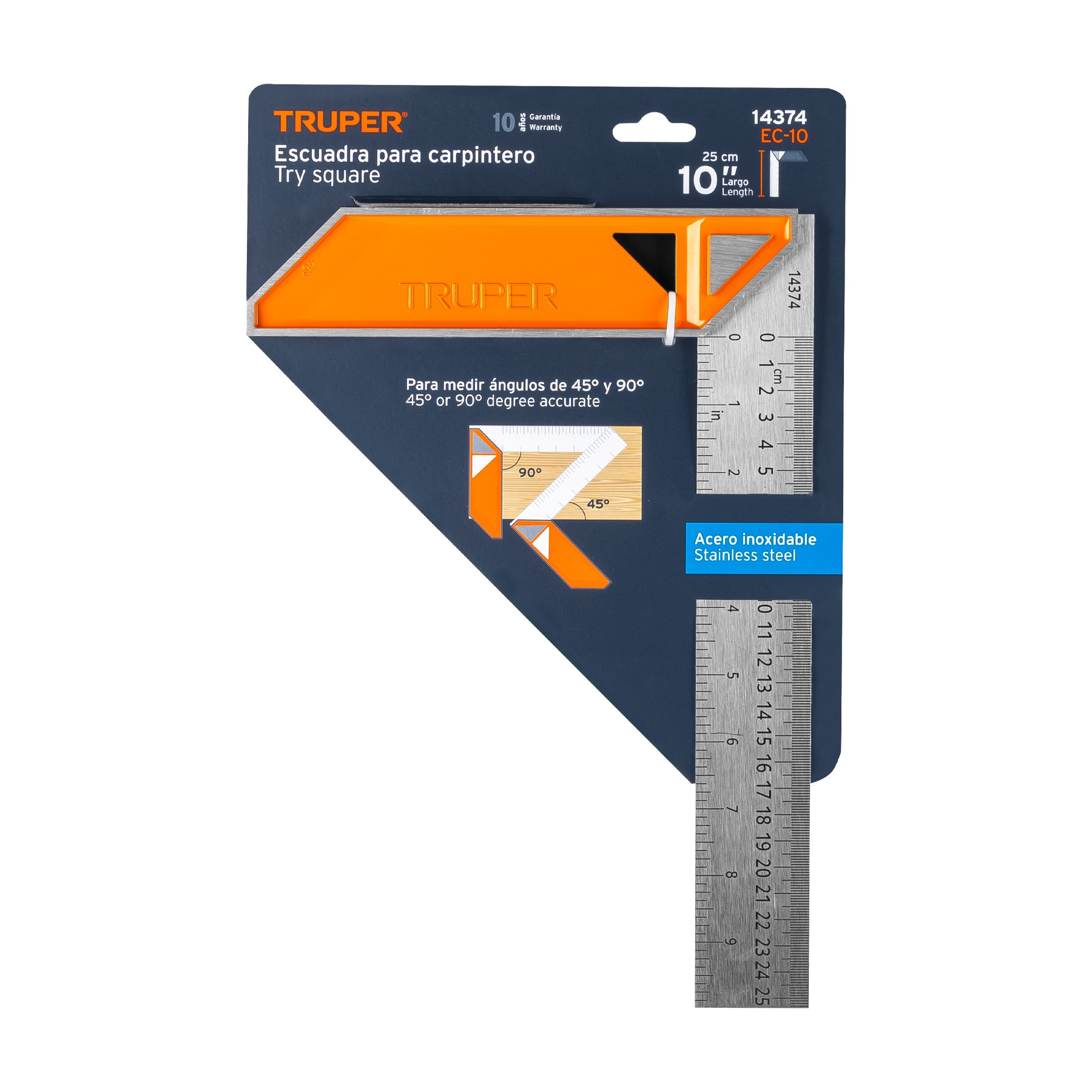 ESCUADRA 10" PARA CARPINTERO CON MANGO 100% DE ALUMINIO TRUPER 14374