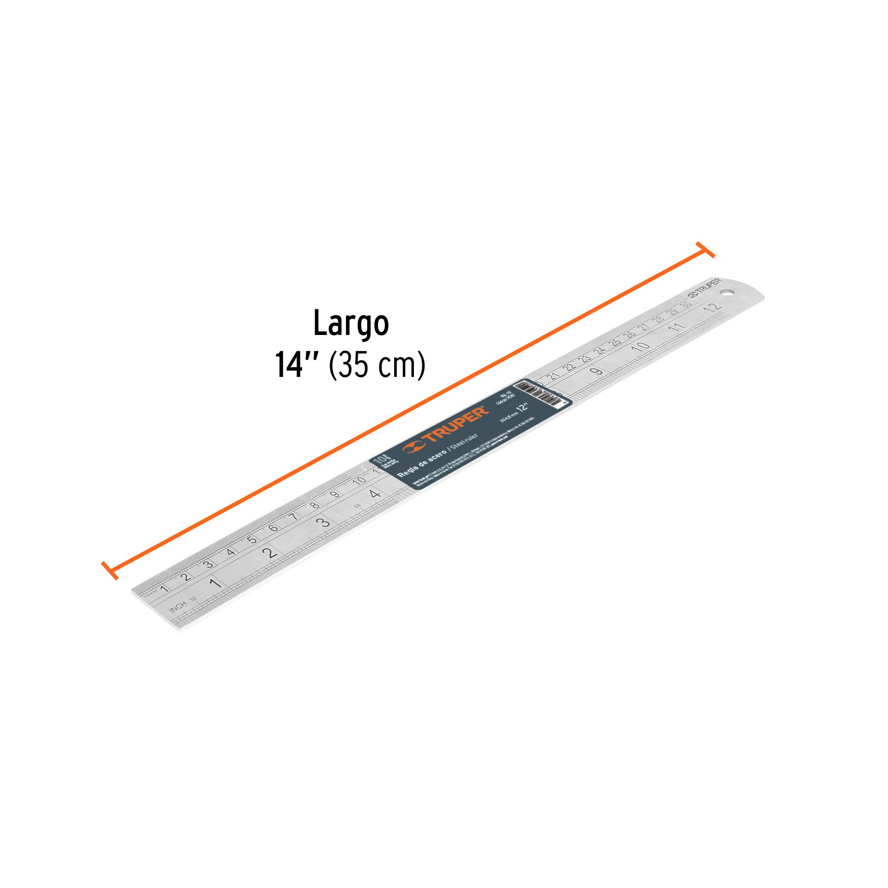 REGLA 30 CM DE ACERO INOXIDABLE, TRUPER 14387