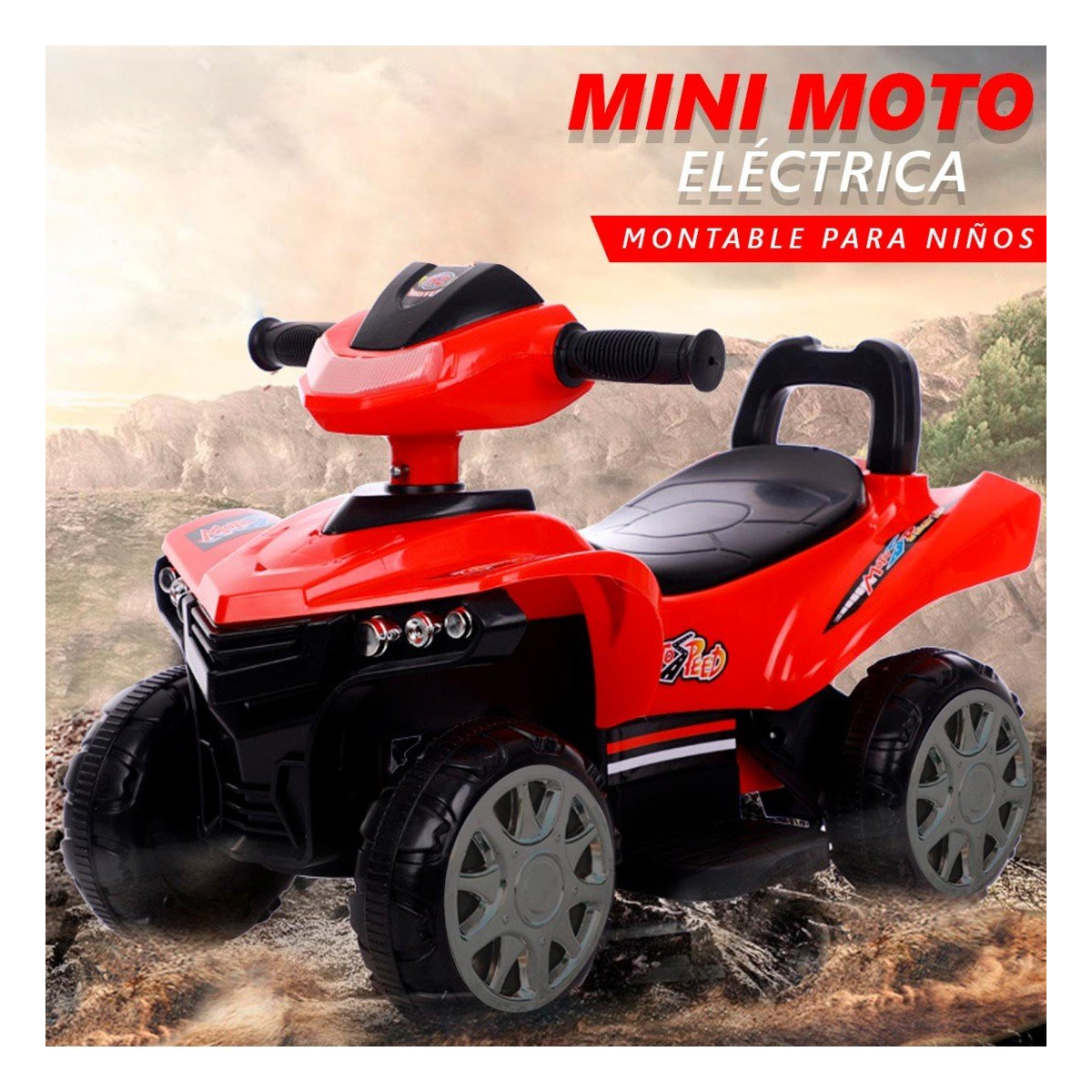Montable 41398 Mini-Moto Roja Eléctrica de 4 ruedas para Niño