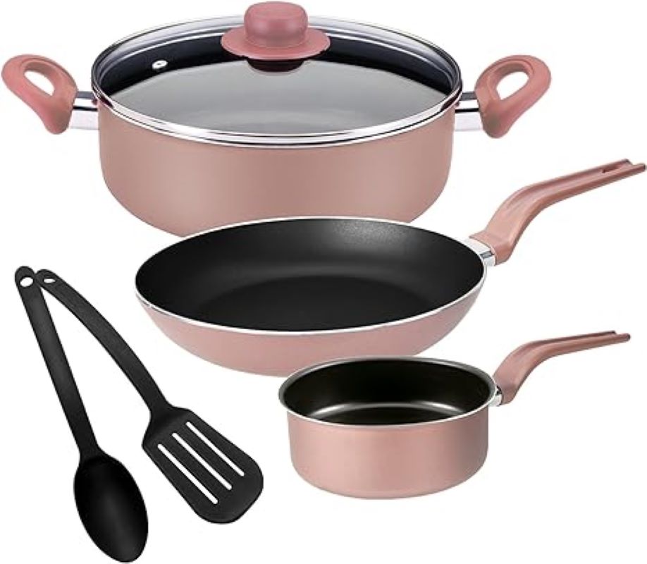 Batería de Cocina Ecko 715960 Antiadherente 6 piezas -Rosa