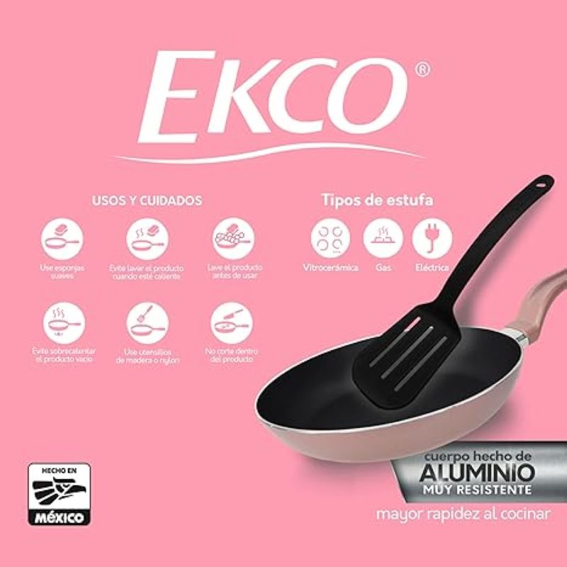 Batería de Cocina Ecko 715960 Antiadherente 6 piezas -Rosa