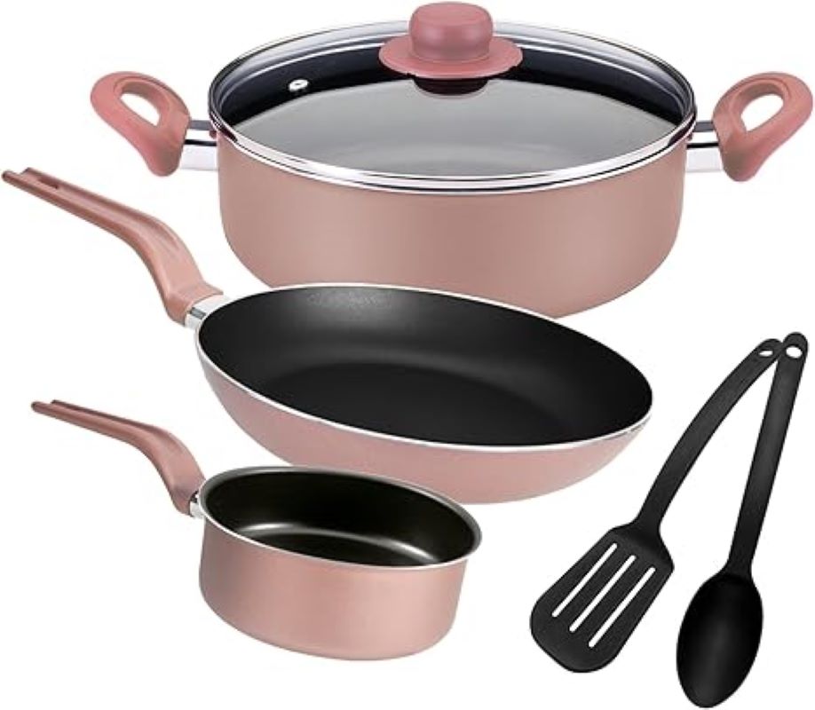 Batería de Cocina Ecko 715960 Antiadherente 6 piezas -Rosa