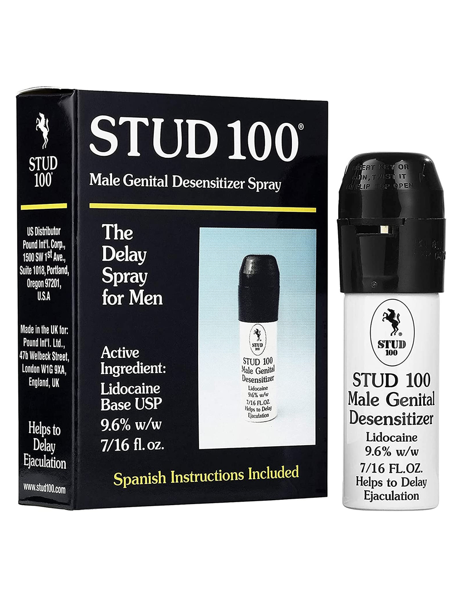 Lubricante Intimo y Spray Para Masaje Intimo Con Lidocaína STUD 100 Cont. 15 ml