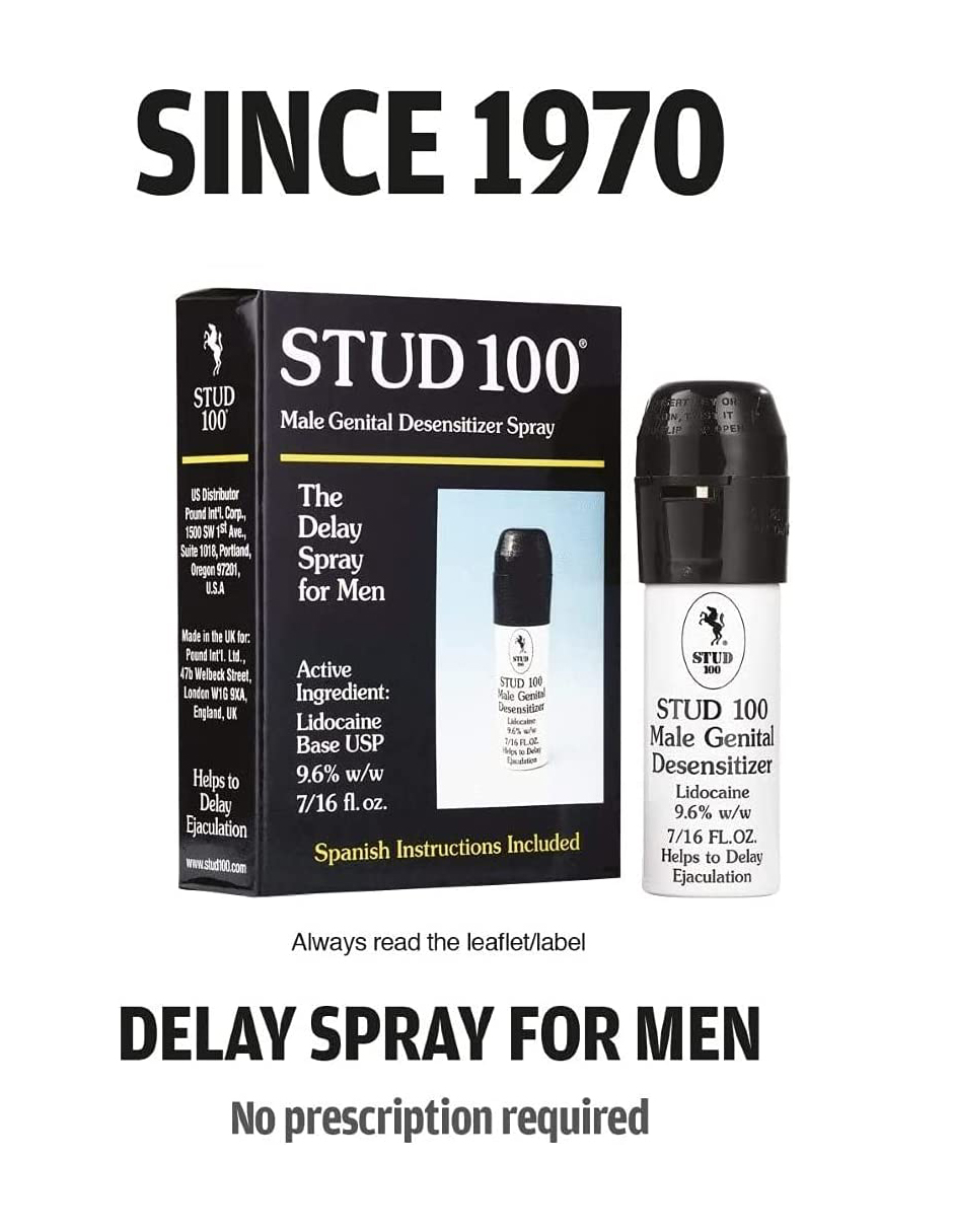 Lubricante Intimo y Spray Para Masaje Intimo Con Lidocaína STUD 100 Cont. 15 ml