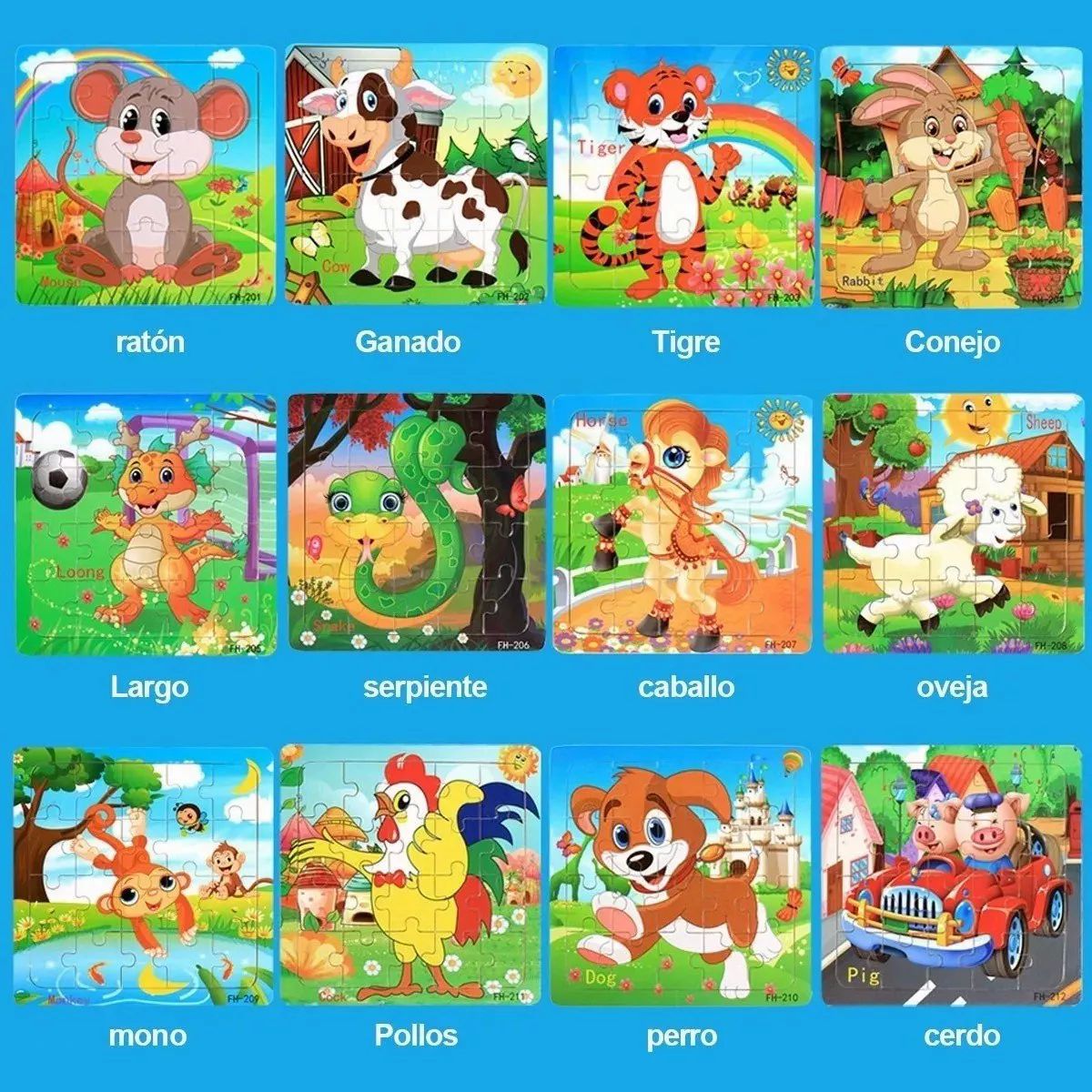 Rompecabezas Educativo De Madera Para Niños * 12 Piezas