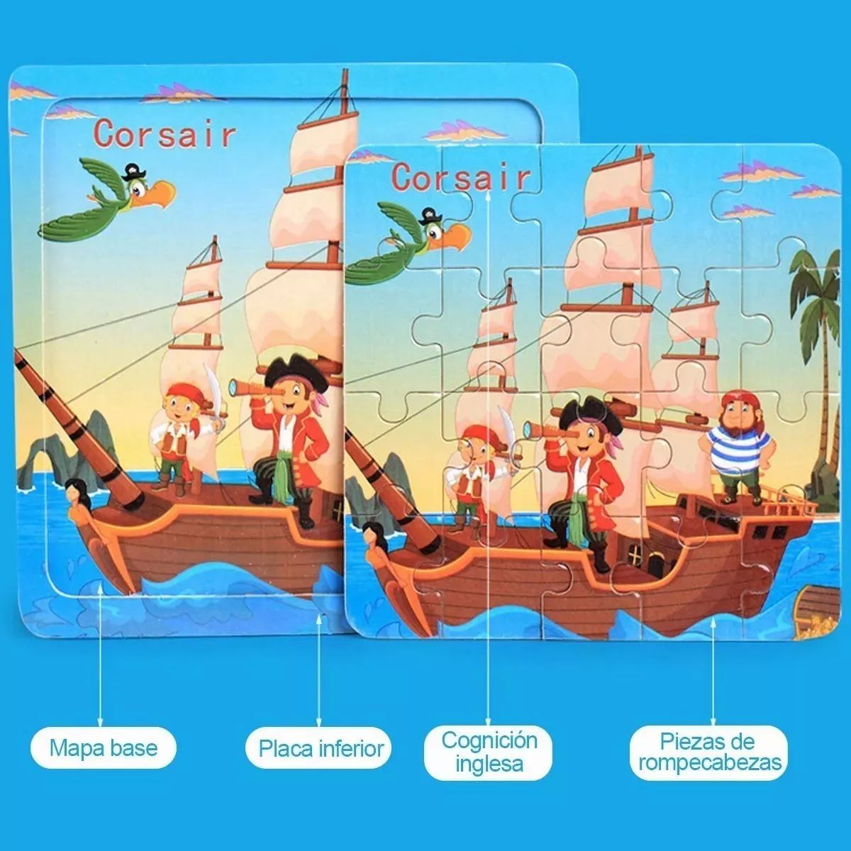 Rompecabezas Educativo De Madera Para Niños * 12 Piezas