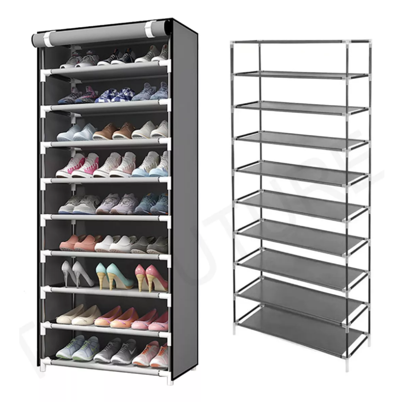 Zapatera Organizador Closet Zapatos 9 Niveles 27 Pares Tela Color Gris.