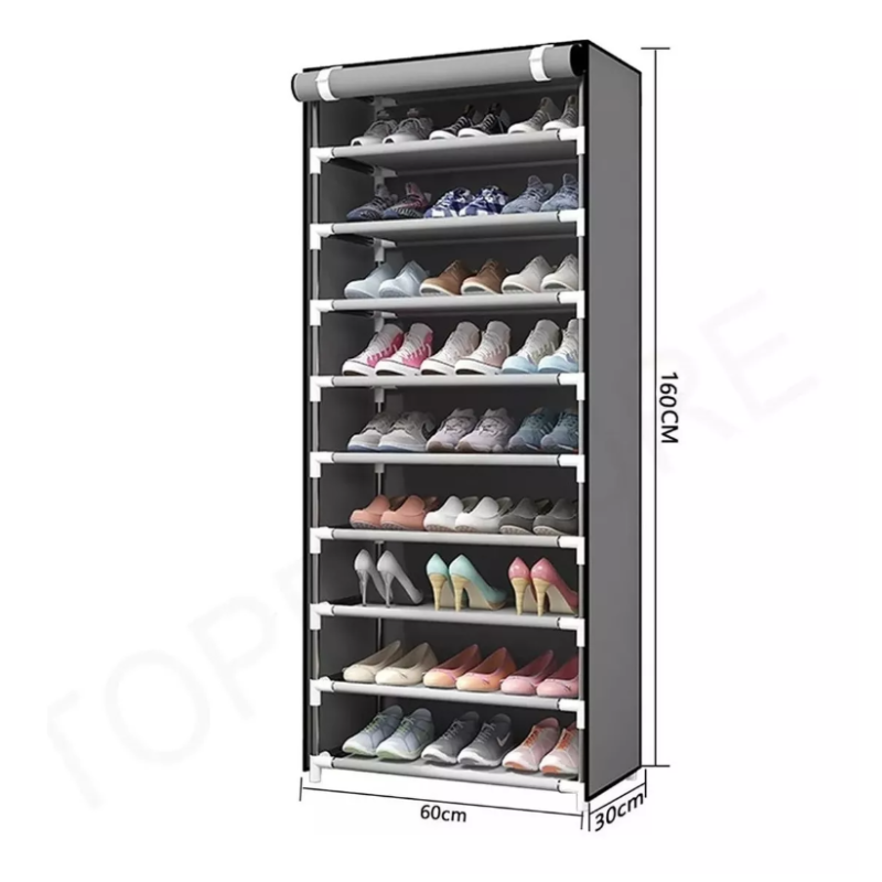 Zapatera Organizador Closet Zapatos 9 Niveles 27 Pares Tela Color Gris.