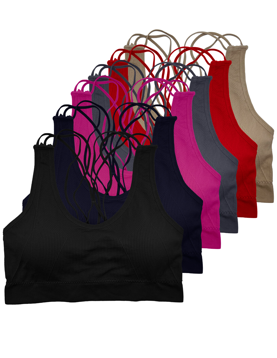 Set de 6 Tops Deportivos Con Copa Preformada Para Mujer Con 6 Diferentes Colores