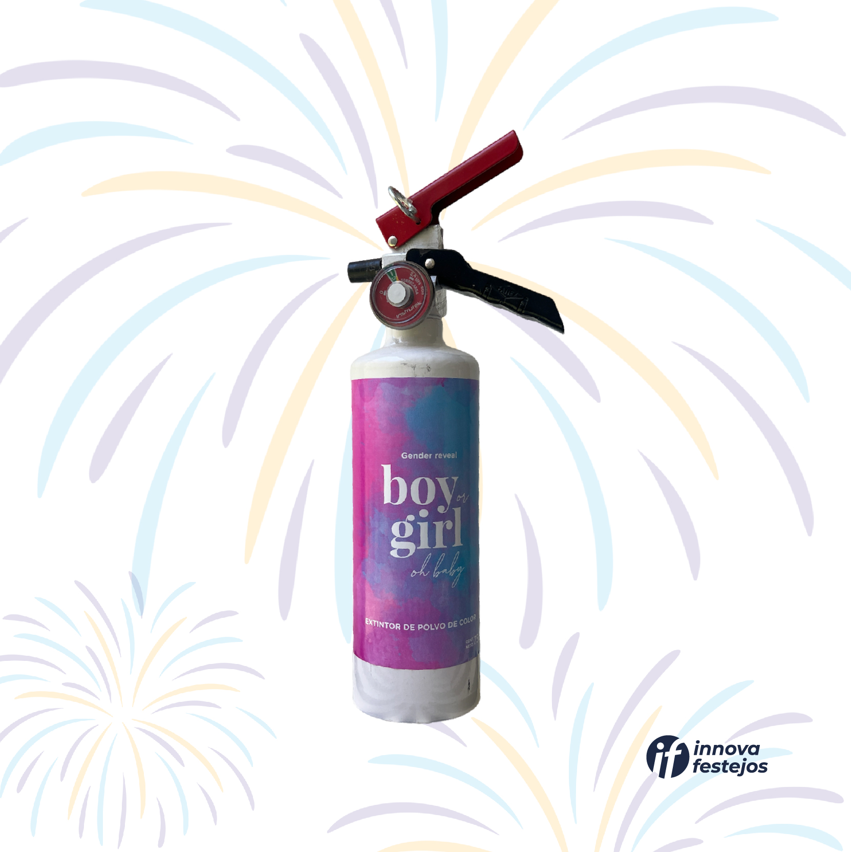 Extintor Gender Reveal Revelación De Género 750 Gr. 2 Piezas - Innova