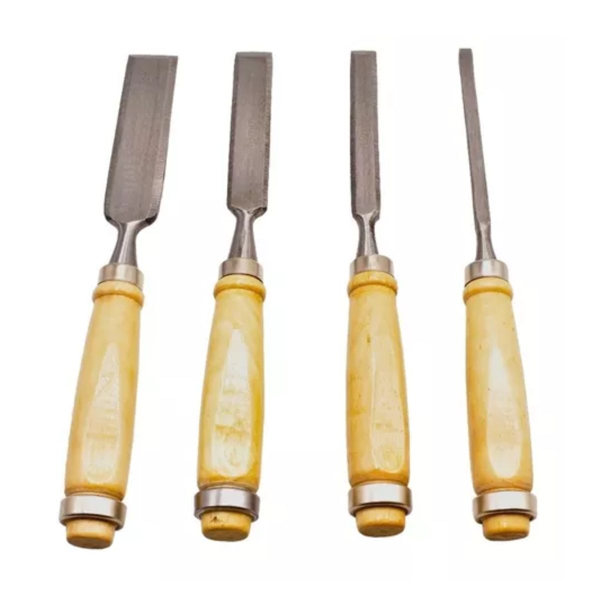 Juego Cincel Formon Gubia Carpintero Tallado Madera 4 pzs Marron/Plata