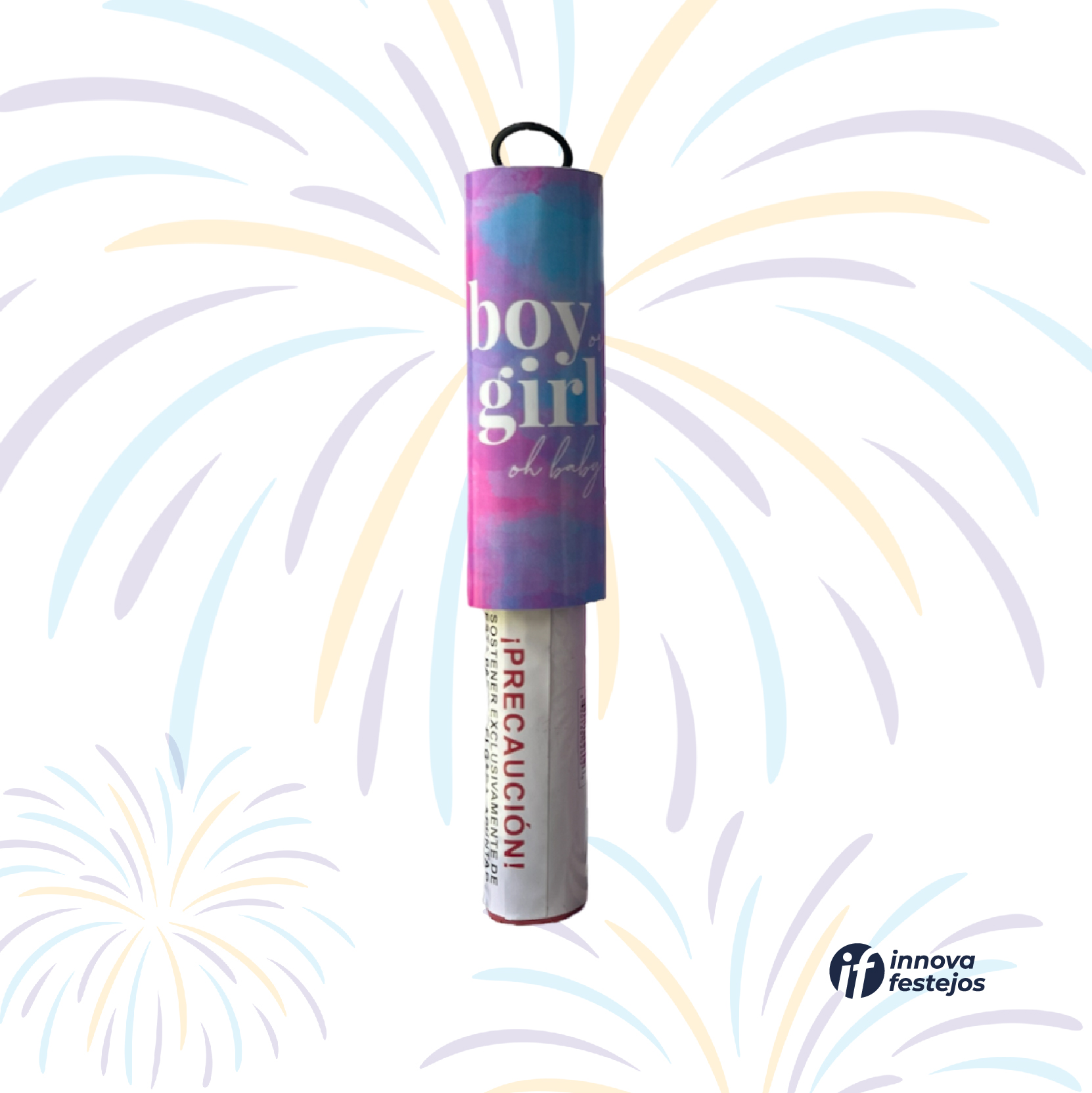 Paquete de Gender Reveal 5 Poppers De Papel China-polvo Y 5 Bengalas - Innova