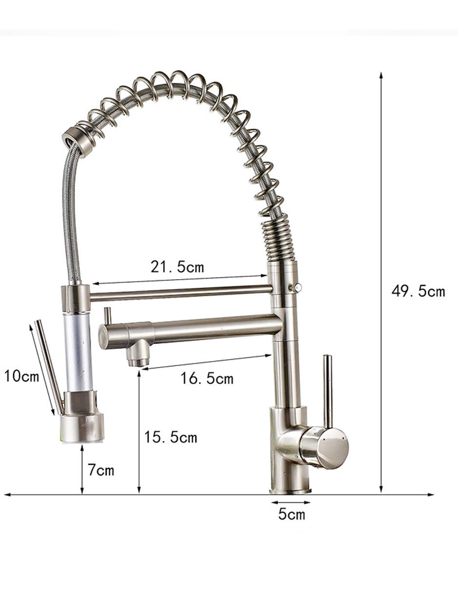 Llave Mezcladora y Grifo Para Cocina Doble Con Doble Función Haussy Acabado Niquel Esmerilado