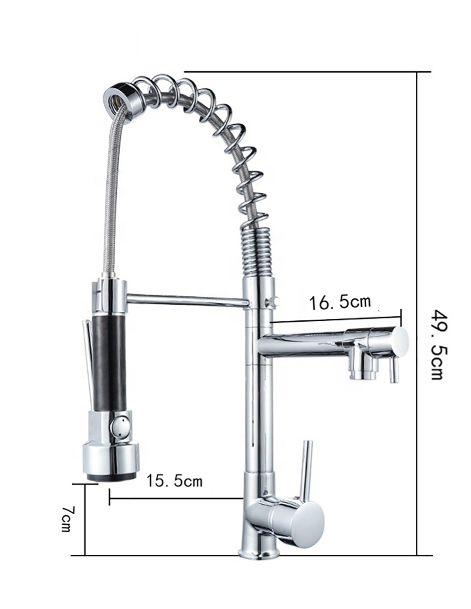 Llave Mezcladora y Grifo Para Cocina Doble Con Doble Función Haussy Acabado Cromado
