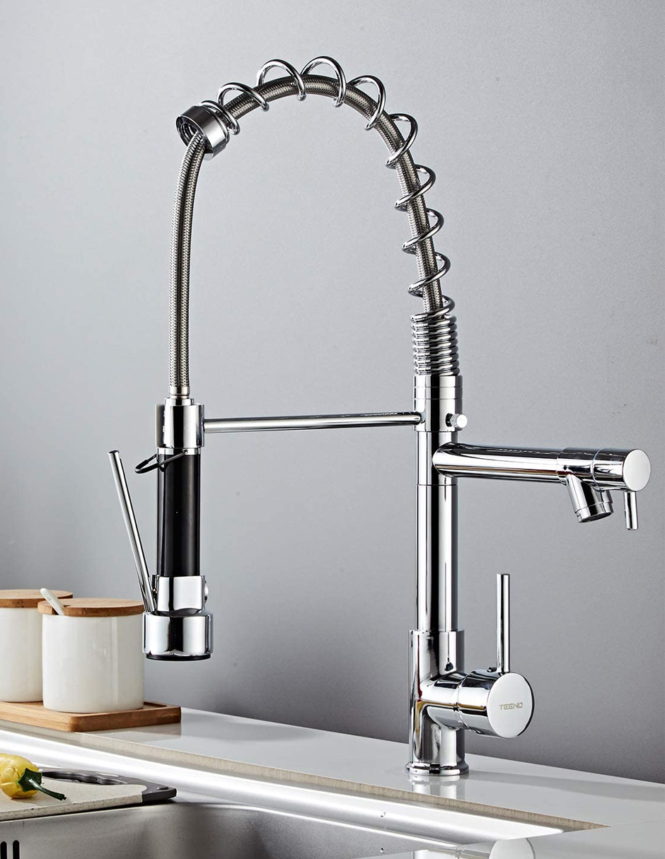 Llave Mezcladora y Grifo Para Cocina Doble Con Doble Función Haussy Acabado Cromado