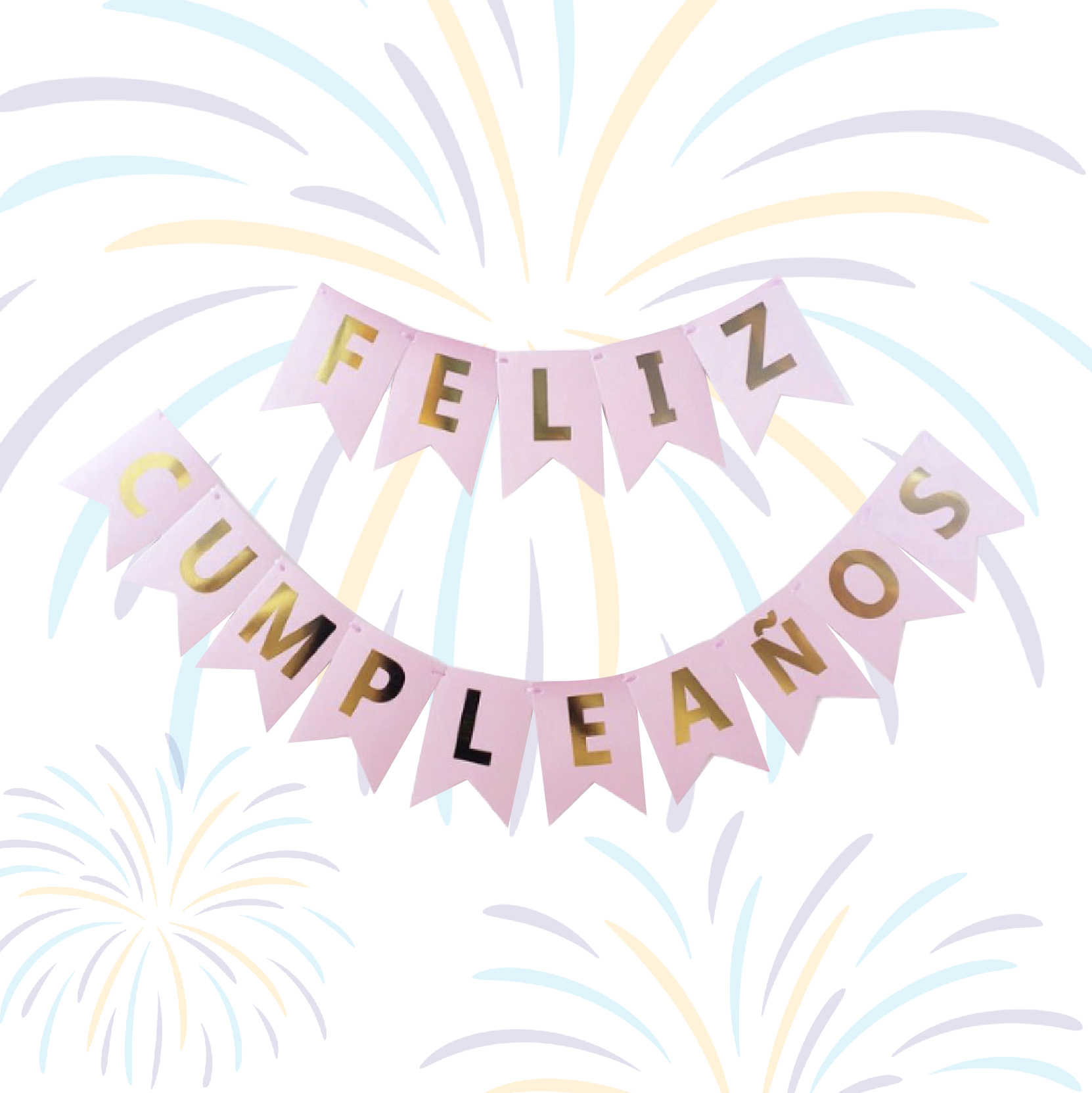 Decoración Letrero Feliz Cumpleaños Blanco/rosa  - Innova