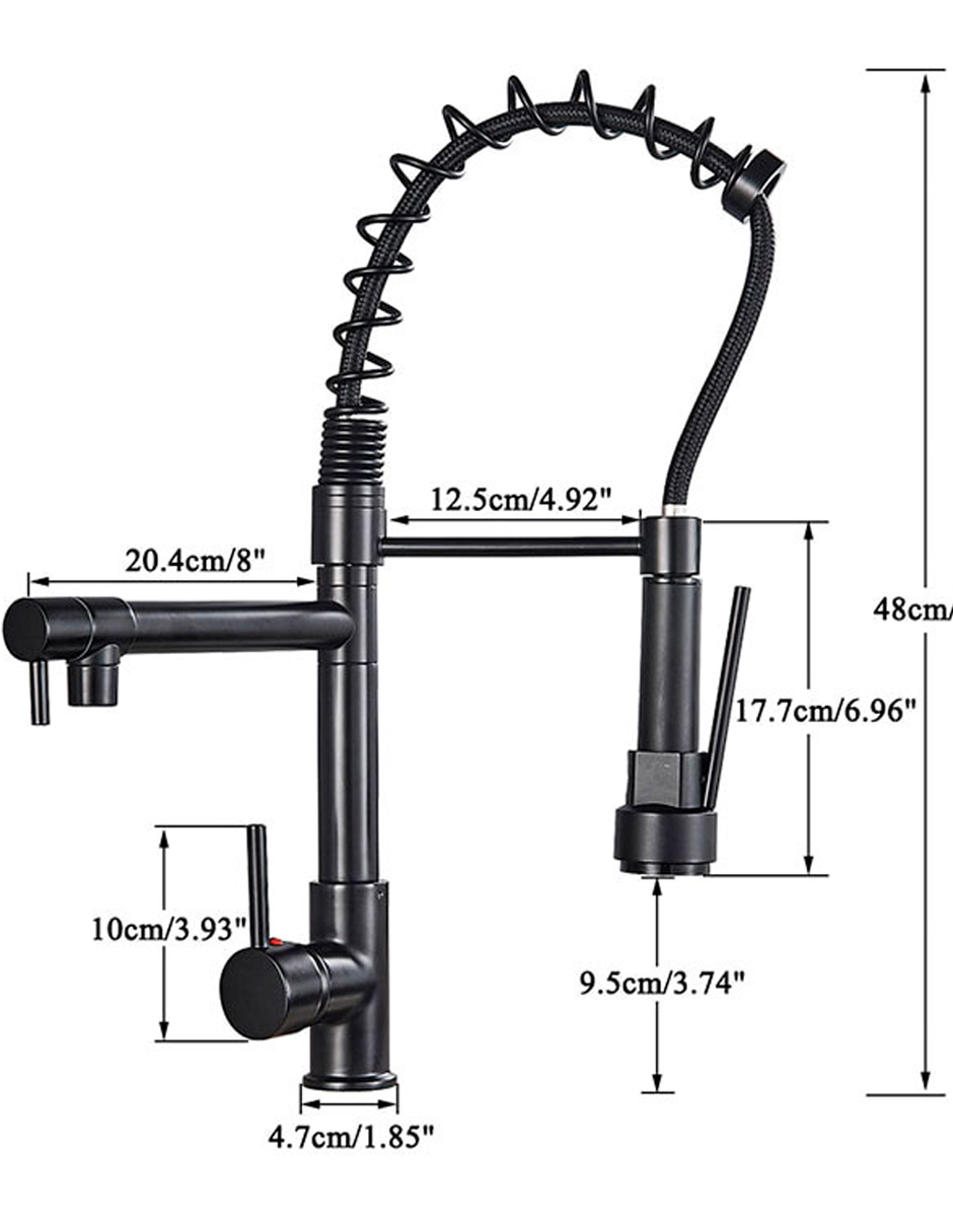 Llave Mezcladora y Grifo Para Cocina Doble Con Doble Función Haussy Acabado Negro Mate