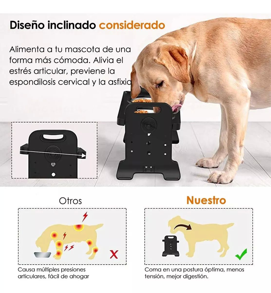 Comedero Elevado Bebedero De Agua Para Perros Gatos Mascota
