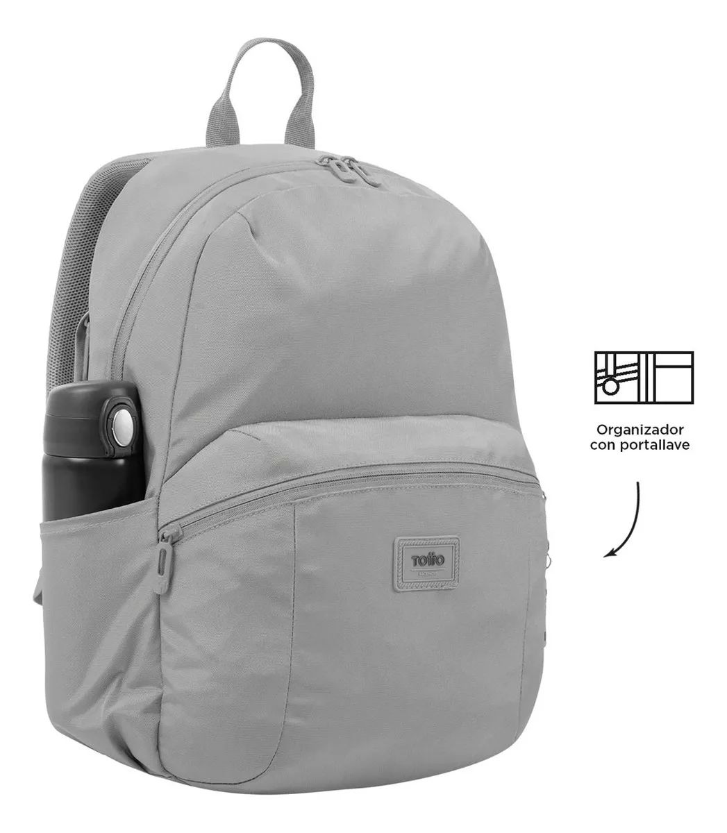 Mochila Escolar Para Hombre Porta Laptop 14 Trik M Totto Color Gris Diseño de la tela Liso