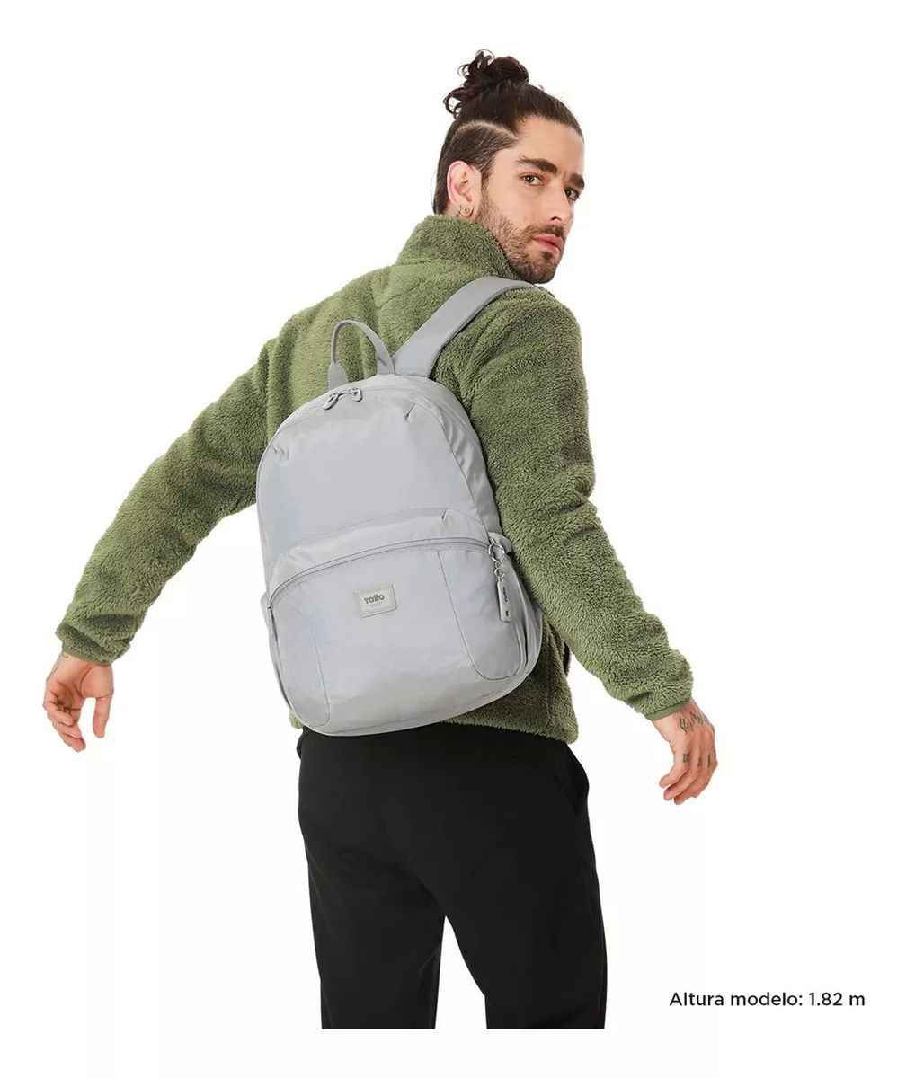 Mochila Escolar Para Hombre Porta Laptop 14 Trik M Totto Color Gris Diseño de la tela Liso