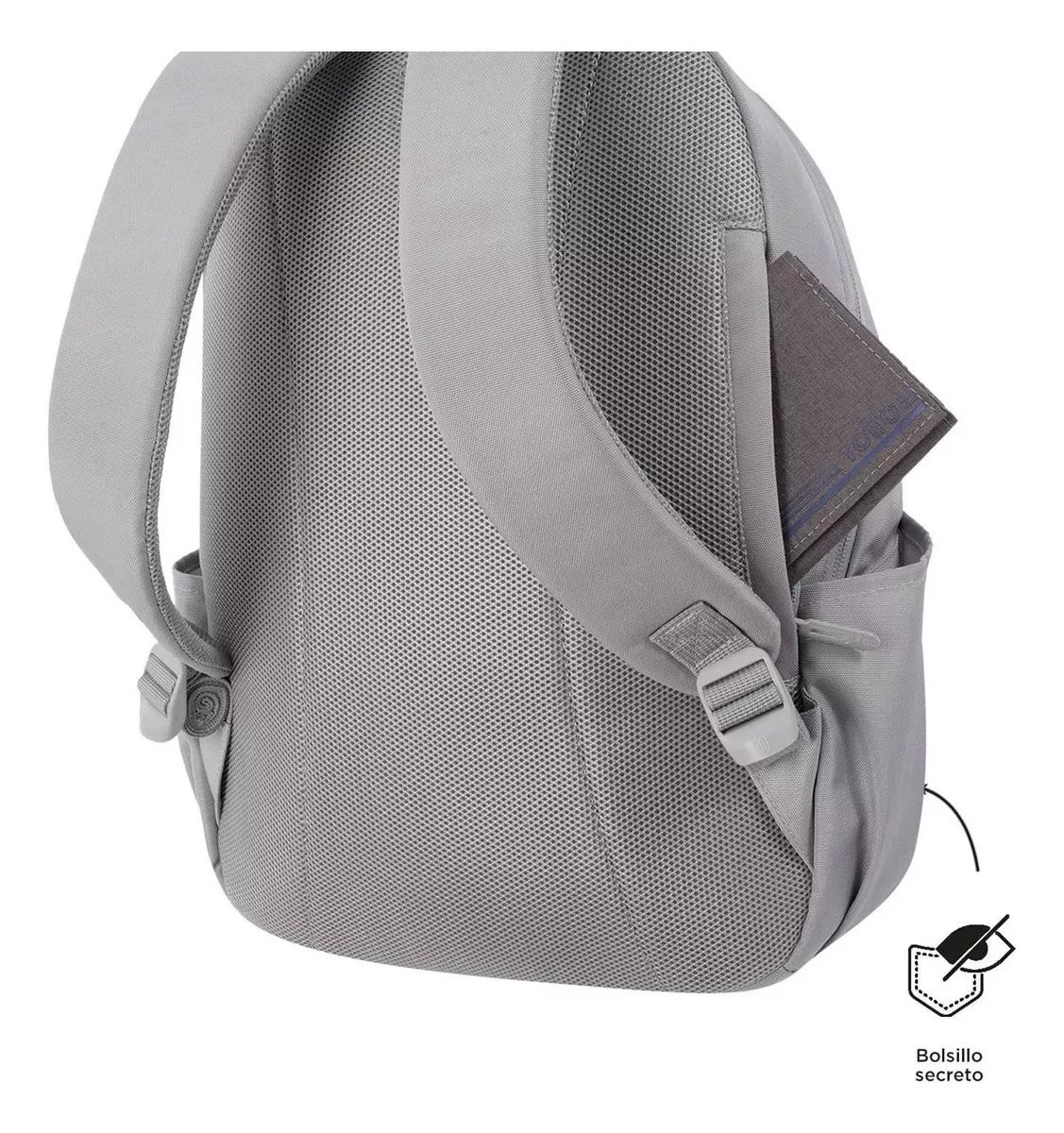 Mochila Escolar Para Hombre Porta Laptop 14 Trik M Totto Color Gris Diseño de la tela Liso