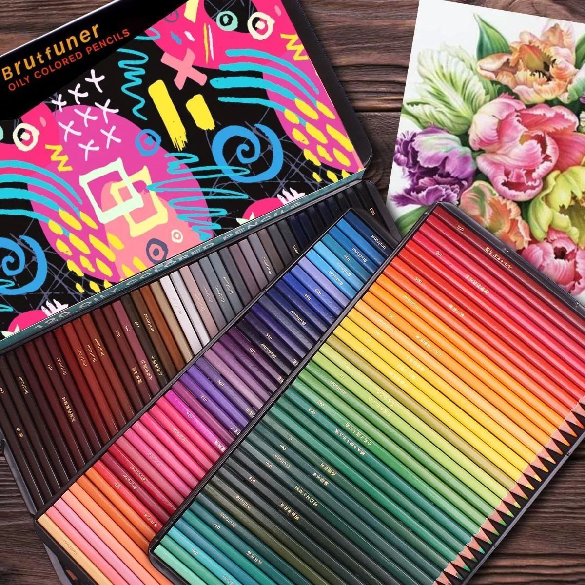 Lápices Para Colorear 120 Brutfuner Barriles Cuadrados