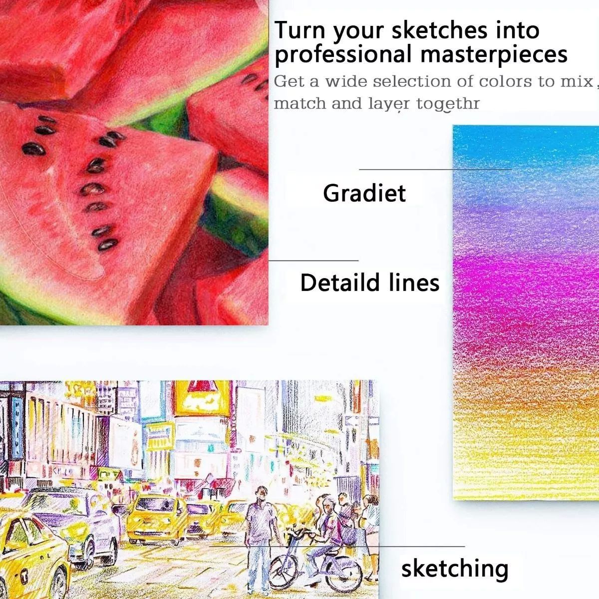 Lápices Para Colorear 120 Brutfuner Barriles Cuadrados