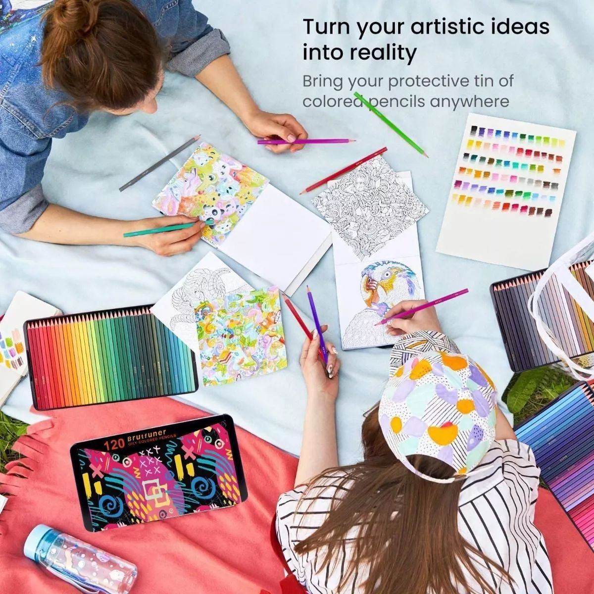 Lápices Para Colorear 120 Brutfuner Barriles Cuadrados