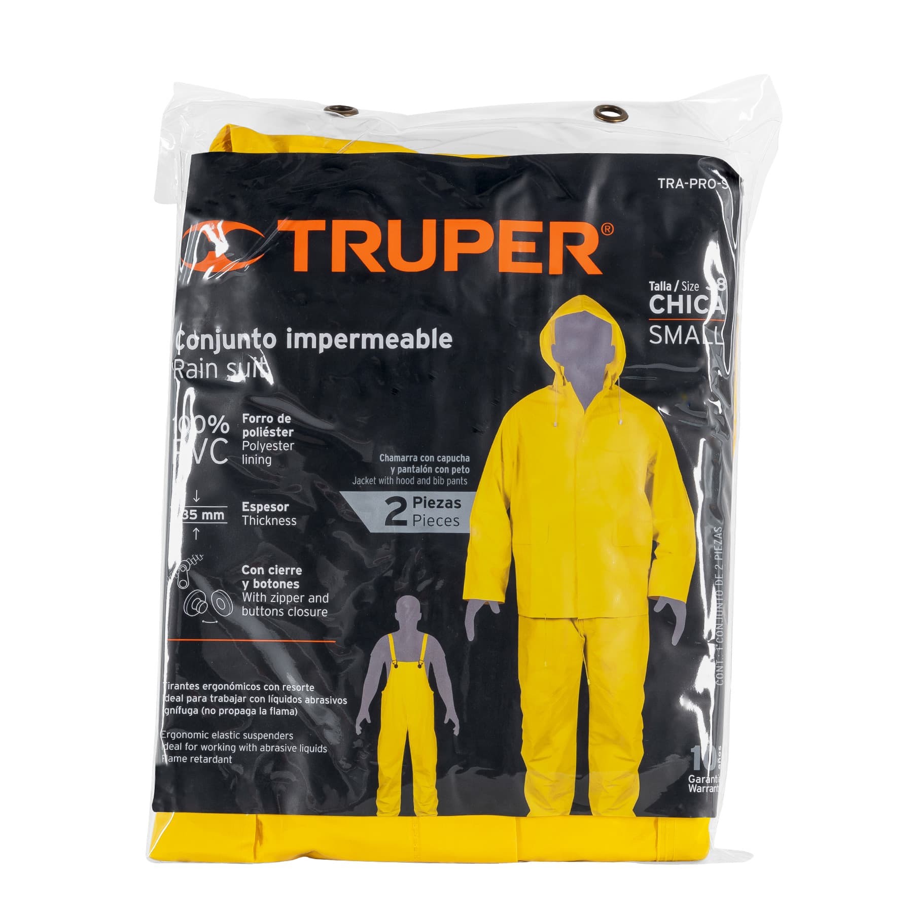 CONJUNTO IMPERMEABLE DOBLE CAPA, TALLA CH, TRUPER 14417