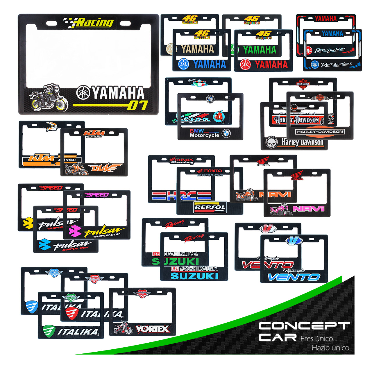 Marco Portaplaca Moto Plastico Impreso Placa Grande Varios