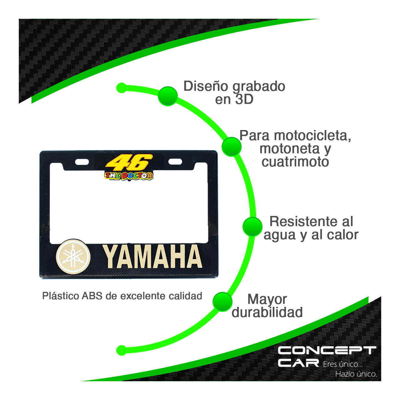 Marco Portaplaca Moto Plastico Impreso Placa Grande Varios