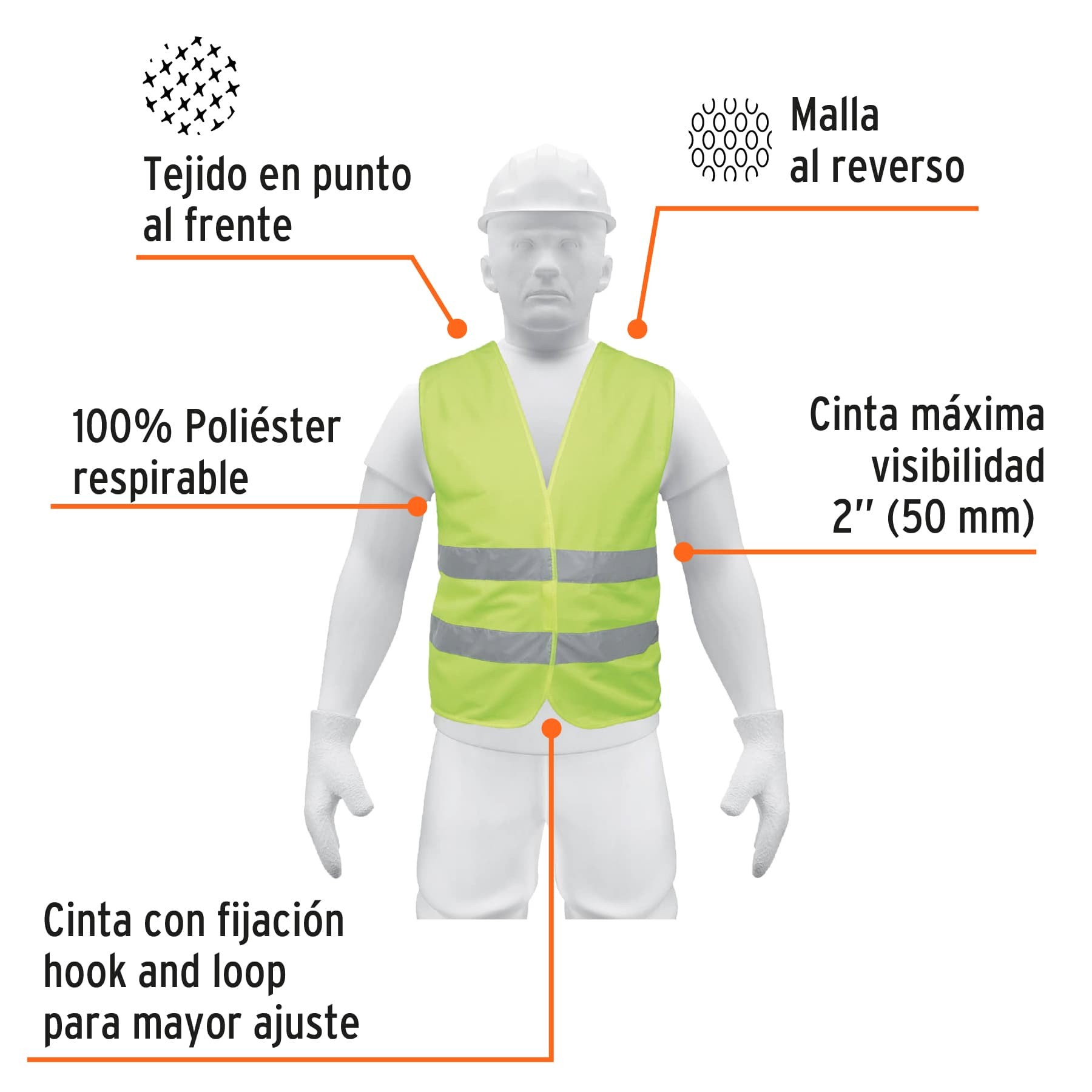 CHALECO DE SEGURIDAD VERDE CON CINTAS DE ALTA VISIBILIDAD TRUPER  14425 