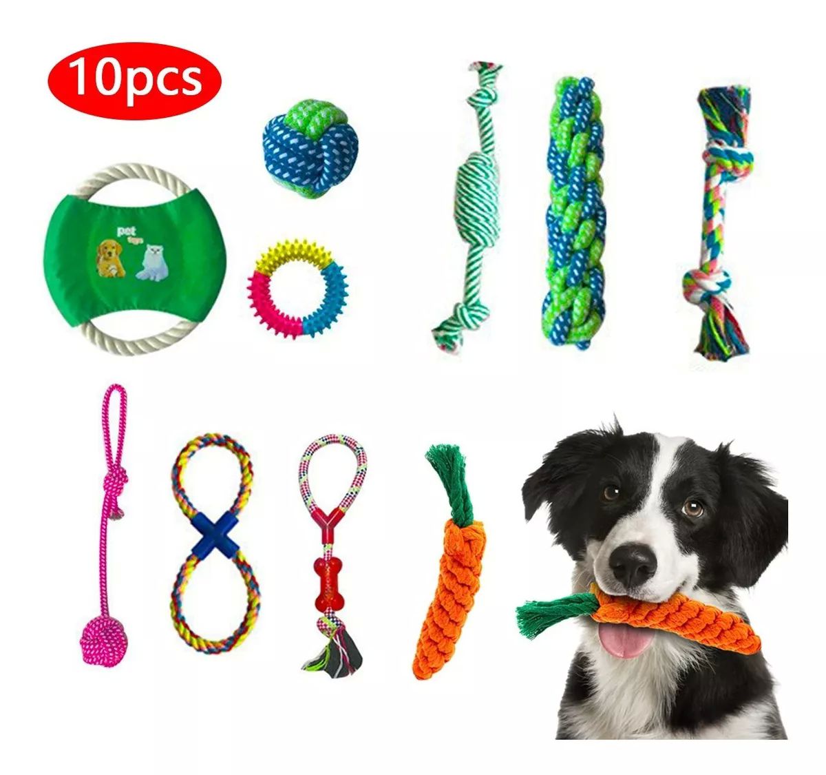 Juguetes De Morder De Cuerda Para Perros Y Cachorros 10 Pzs.