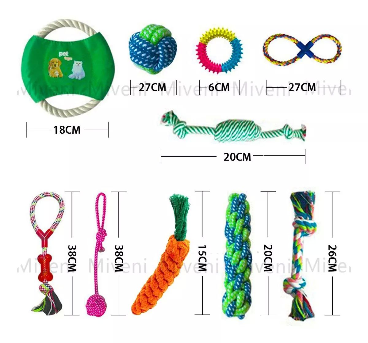 Juguetes De Morder De Cuerda Para Perros Y Cachorros 10 Pzs.