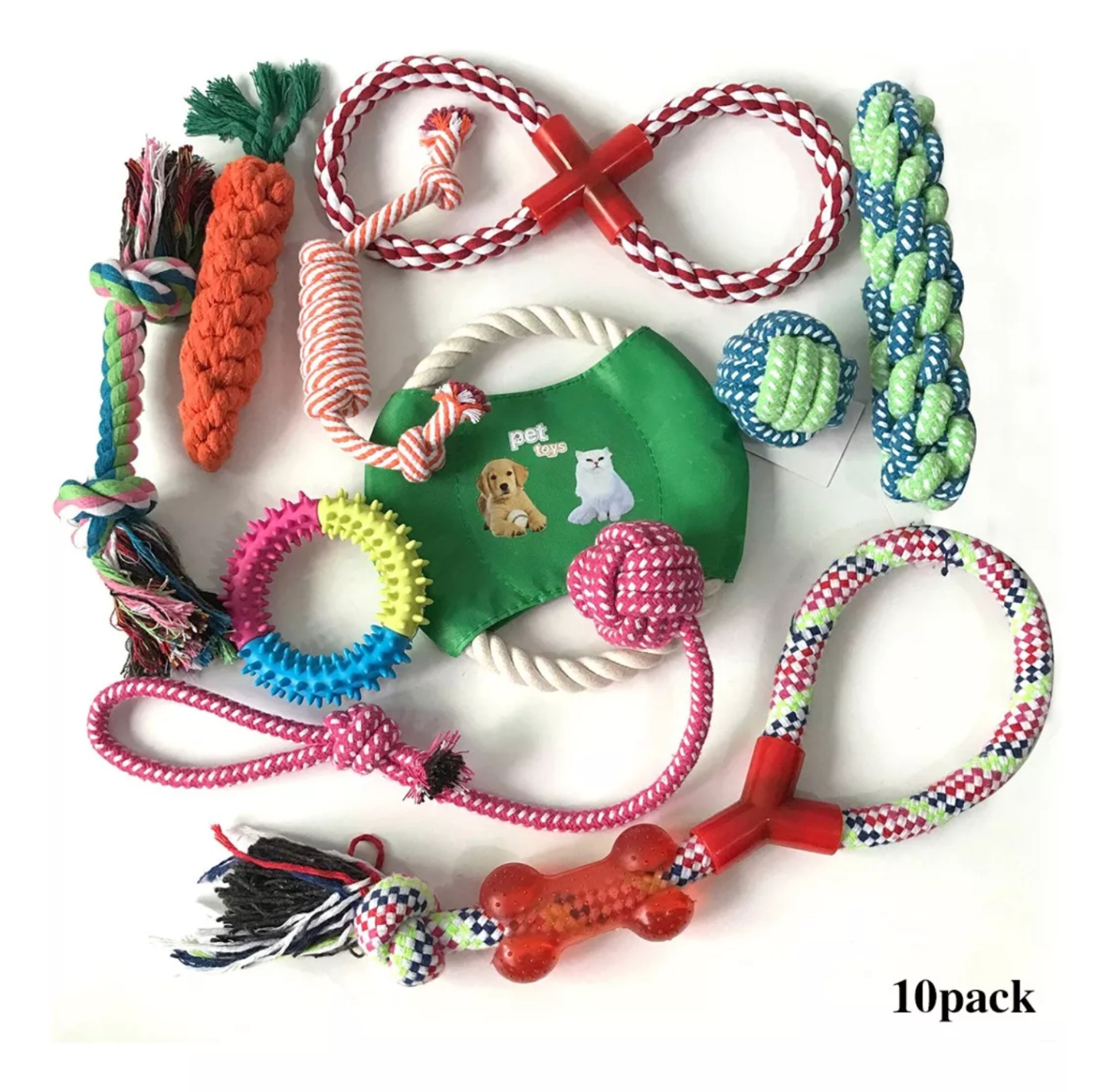 Juguetes De Morder De Cuerda Para Perros Y Cachorros 10 Pzs.