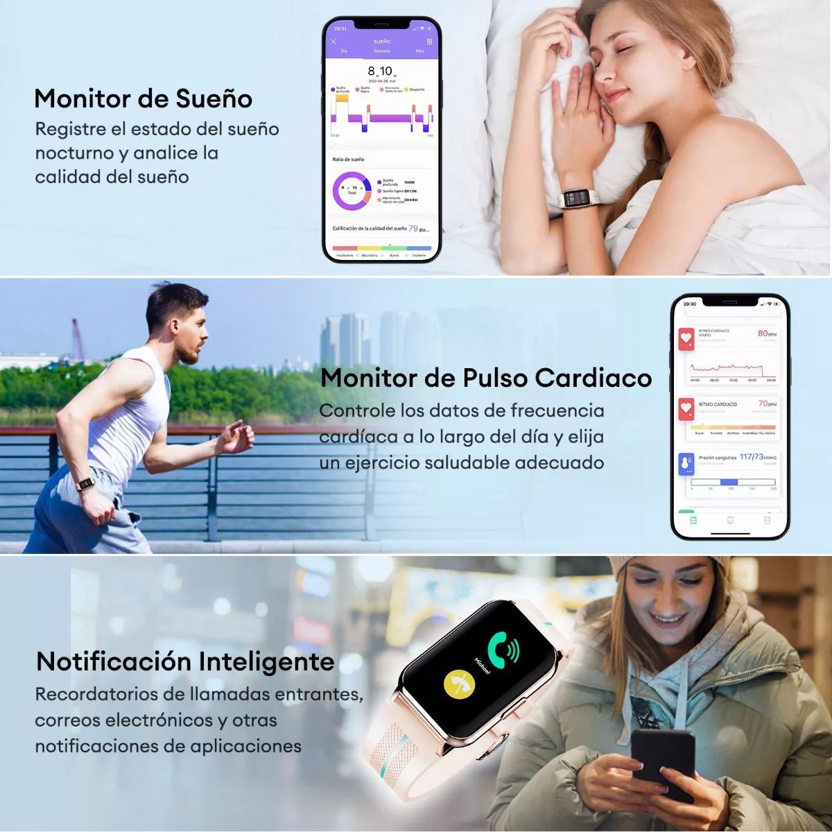 Freshfun H76 Reloj Inteligente 1.57 Smartwatch Deportivo