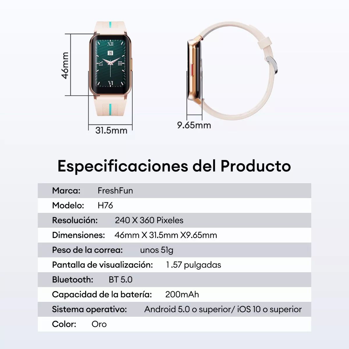 Freshfun H76 Reloj Inteligente 1.57 Smartwatch Deportivo