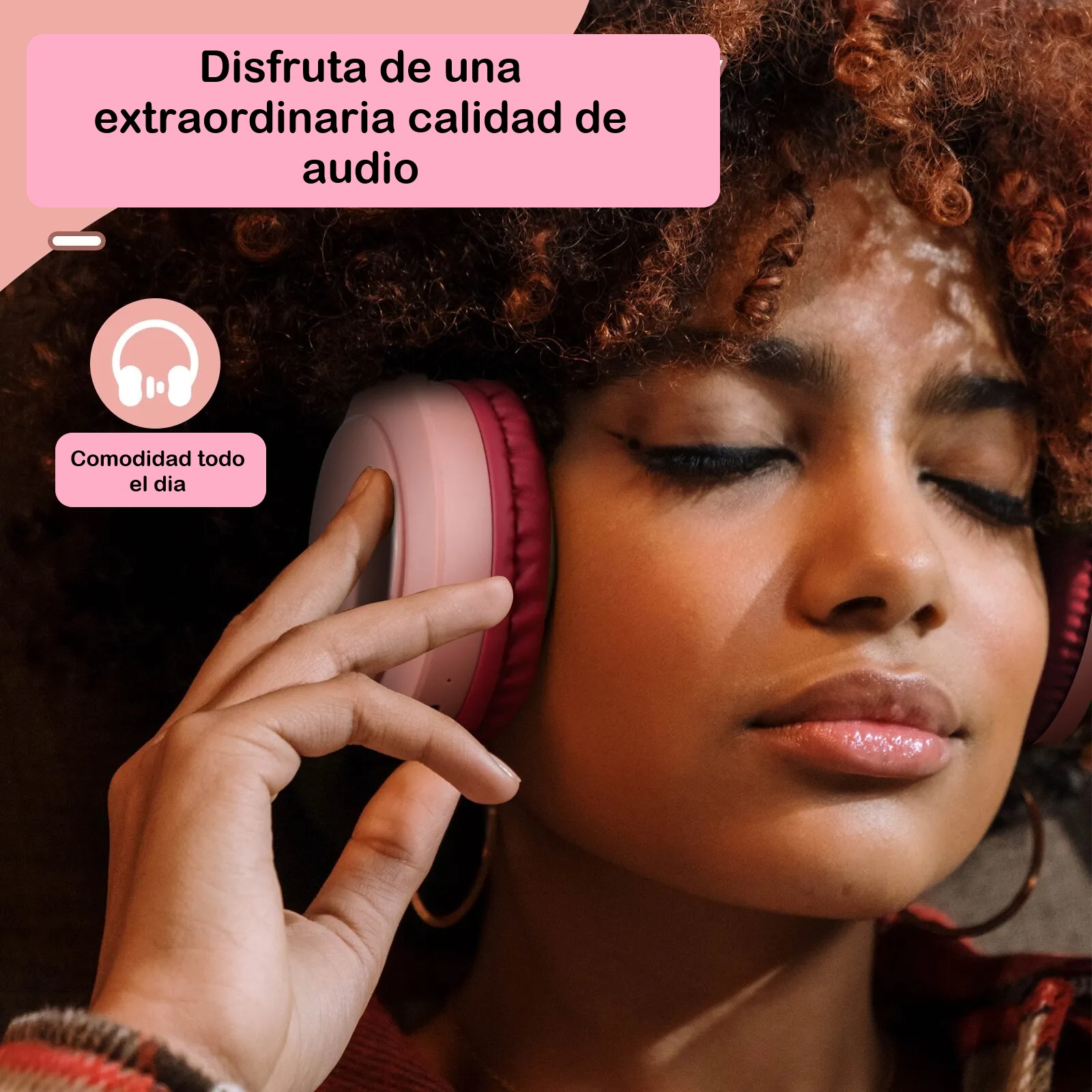 Diadema Auriculares inalámbricos con Bluetooth audífonos estéreo plegables rosa micrófono sonido HD