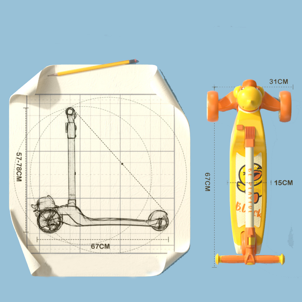 Scooter de Pie Sencillo Patito Para Niños B.duck