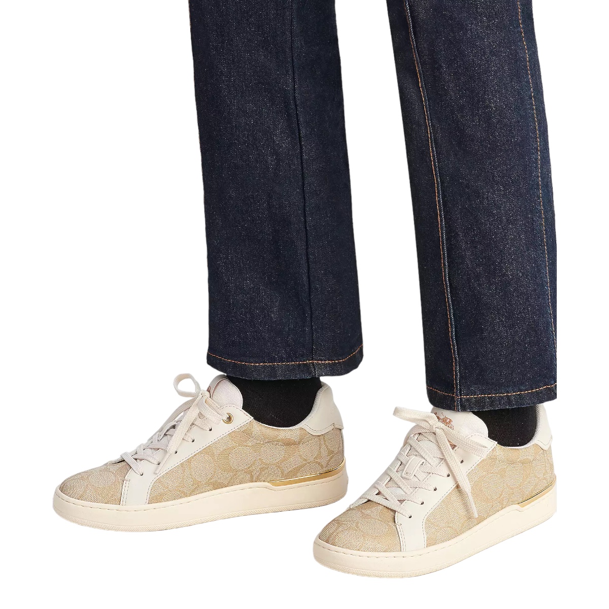 Tenis Coach Light Khaki Monograma Para Mujer Casual Color Azul