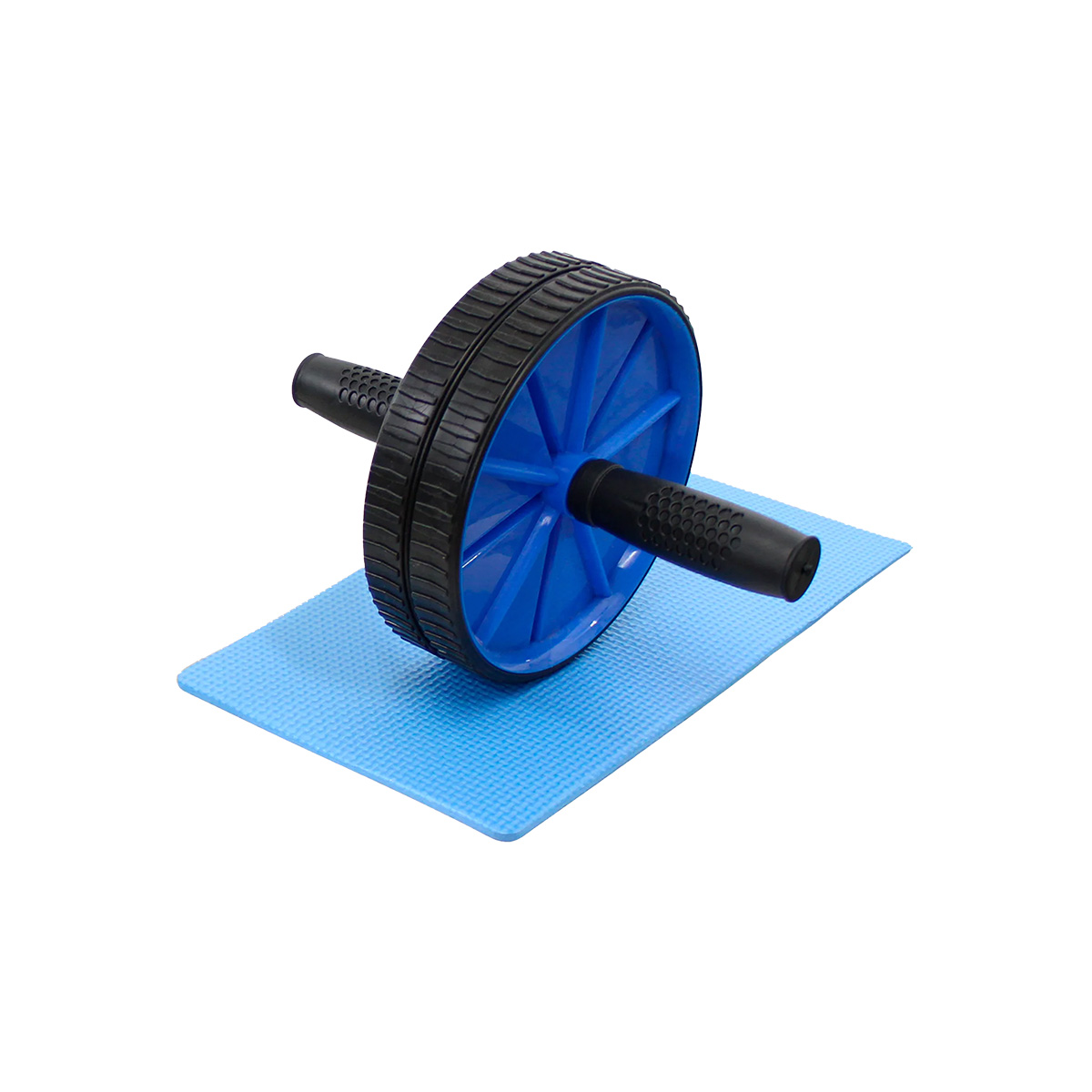 Rueda para abdominales con tapete incluido y agarraderas acojinadas.