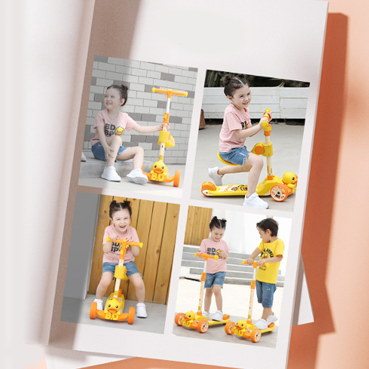 Patín Scooter Niños B.duck Amarillo Multifuncional Ajustable