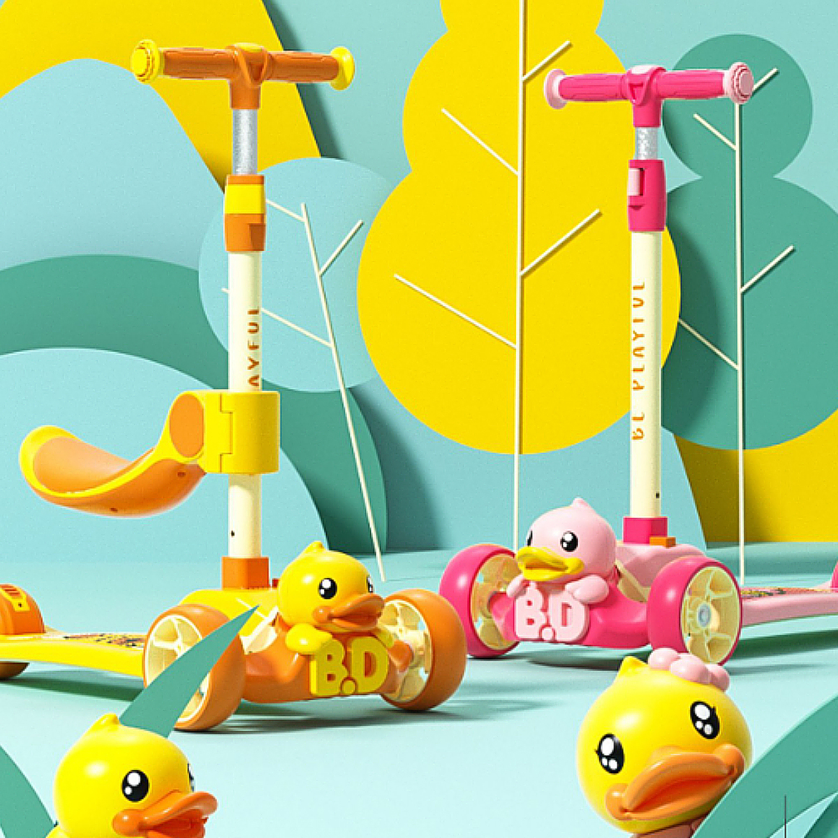 Patín Scooter Niños B.duck Amarillo Multifuncional Ajustable