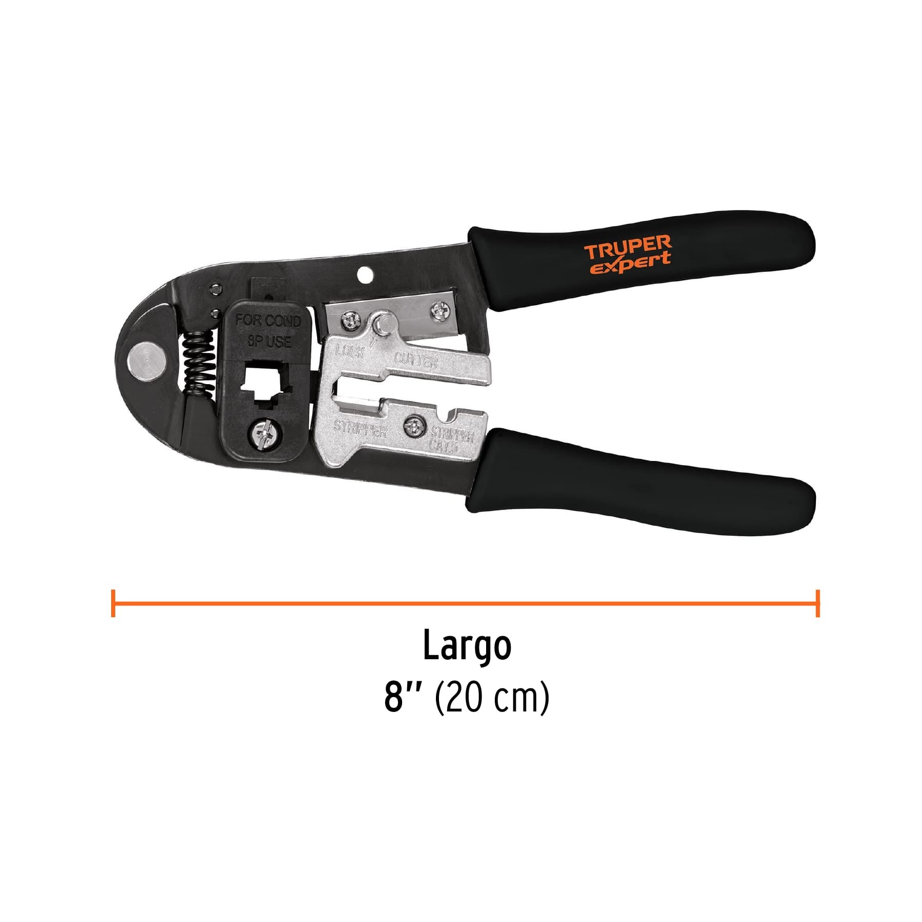 PINZA 8" PONCHADORA PARA CABLES RJ-45, 8 CONTACTOS, TRUPER 18342