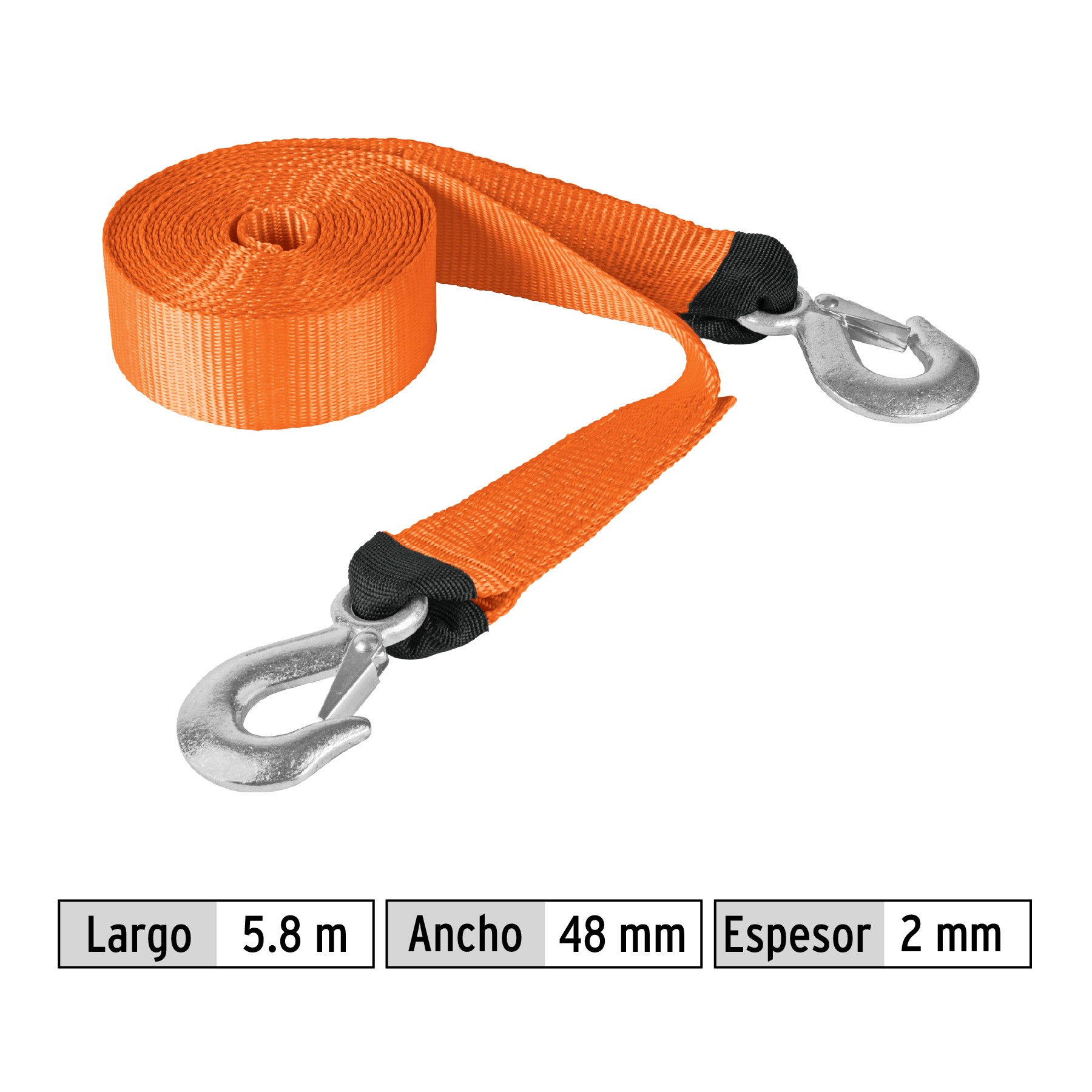 CORREA CON GANCHOS PARA REMOLQUE, 48 MM X 5.8 M, TRUPER 18344
