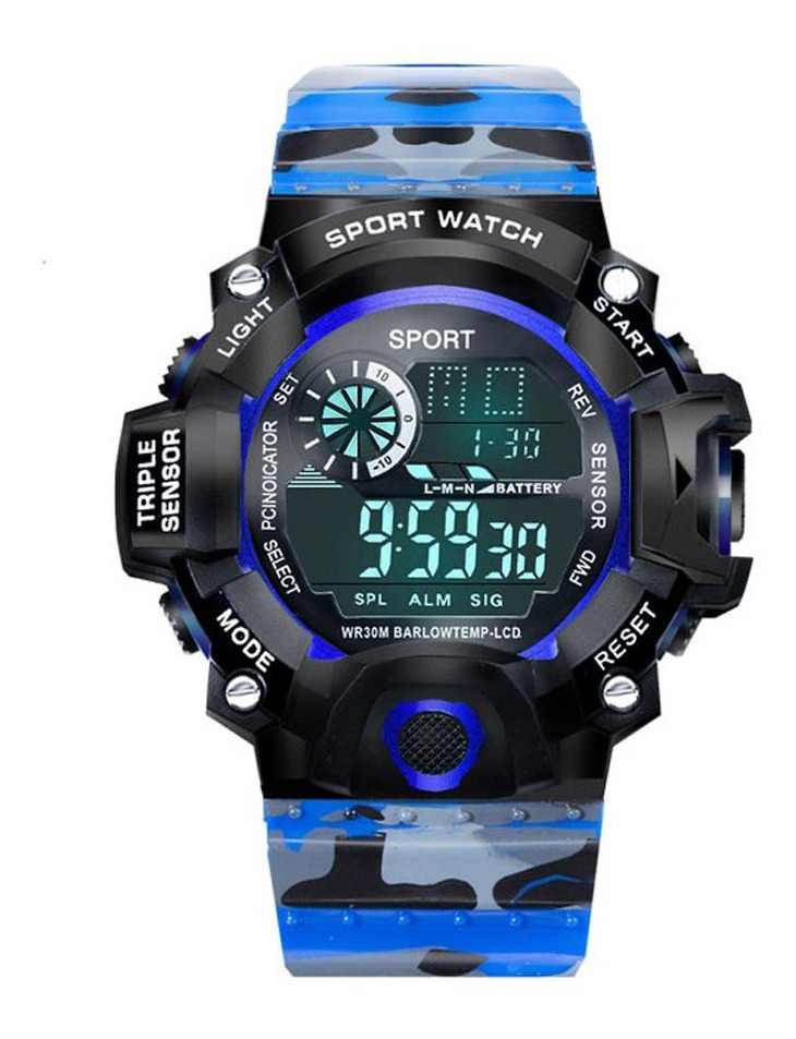 Reloj Digital Camuflaje Táctico Hombre Deportivo Impermeable Azul